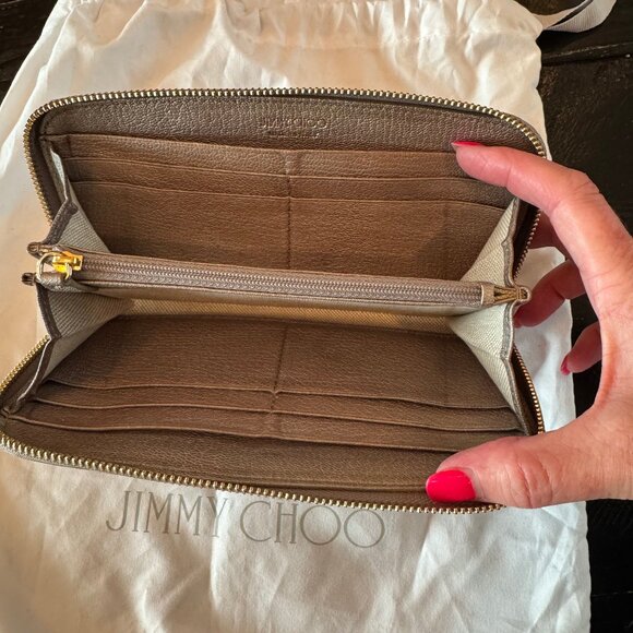 Jimmy Choo Brown Leather Star Studded Long Wallet - Picture 3 of 4